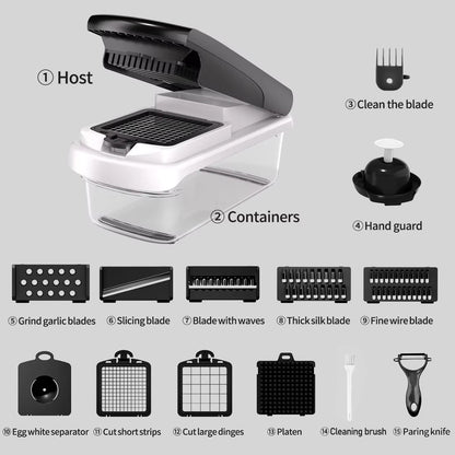 16 In 1 Multifunctional Vegetable Slicer Cutter Shredders Slice With Basket For Fruits Potato And Vegetables